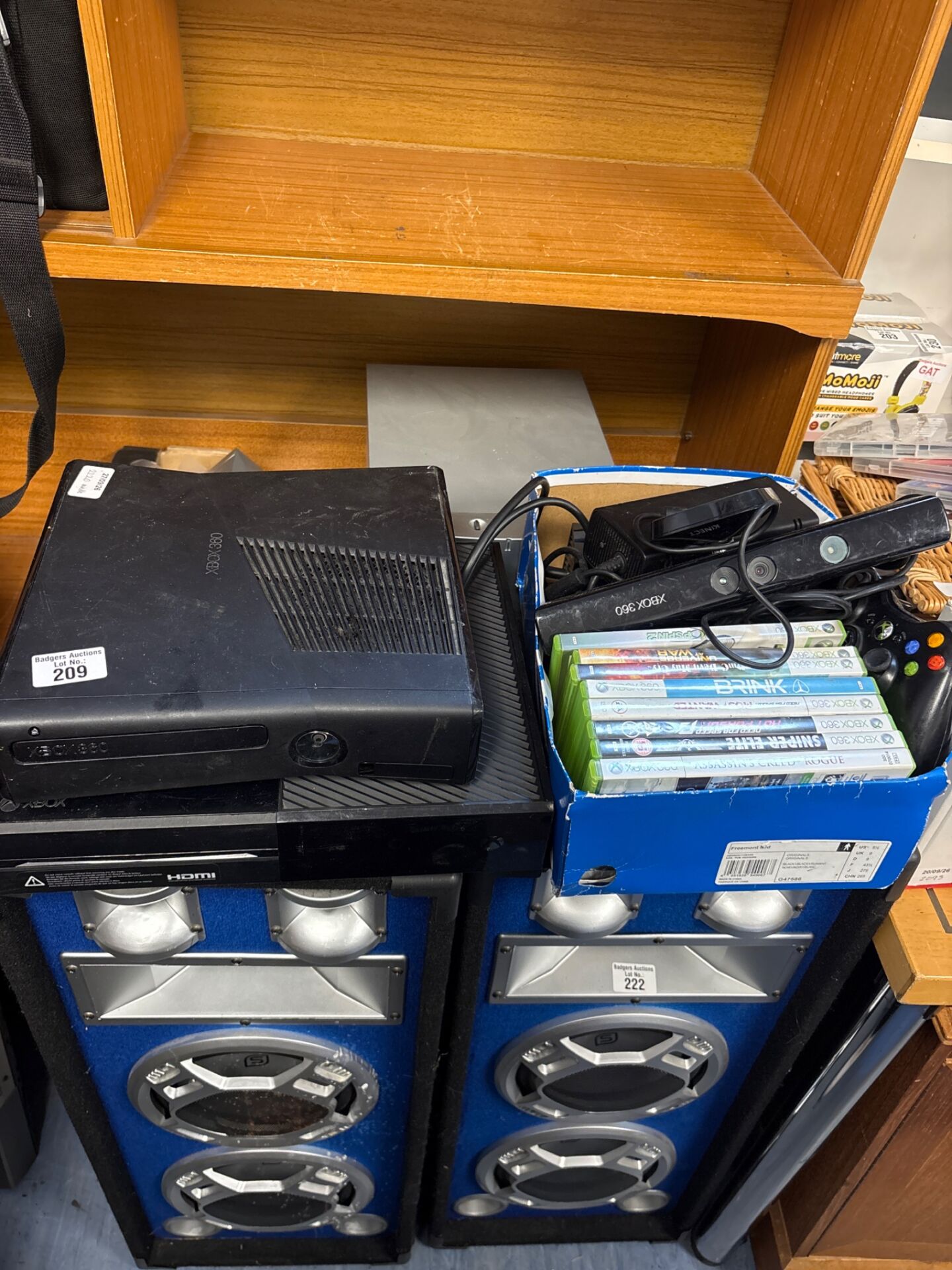 209 Xbox 360 console with Xbox One console and selection of accessories and games