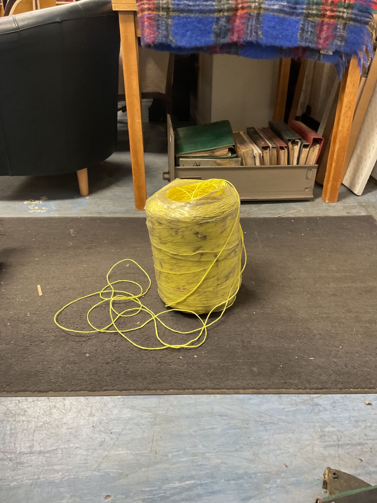 1135 Large coil of yellow polypropylene baler twine