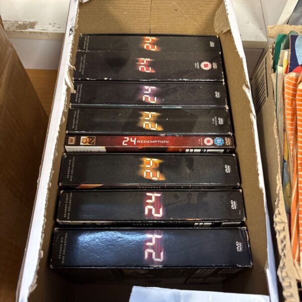 Lot of eight 24 TV series box sets for collectors.