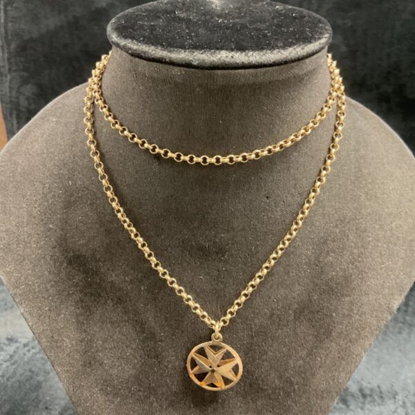 Vintage 9ct gold maltese cross pendant on a chain.