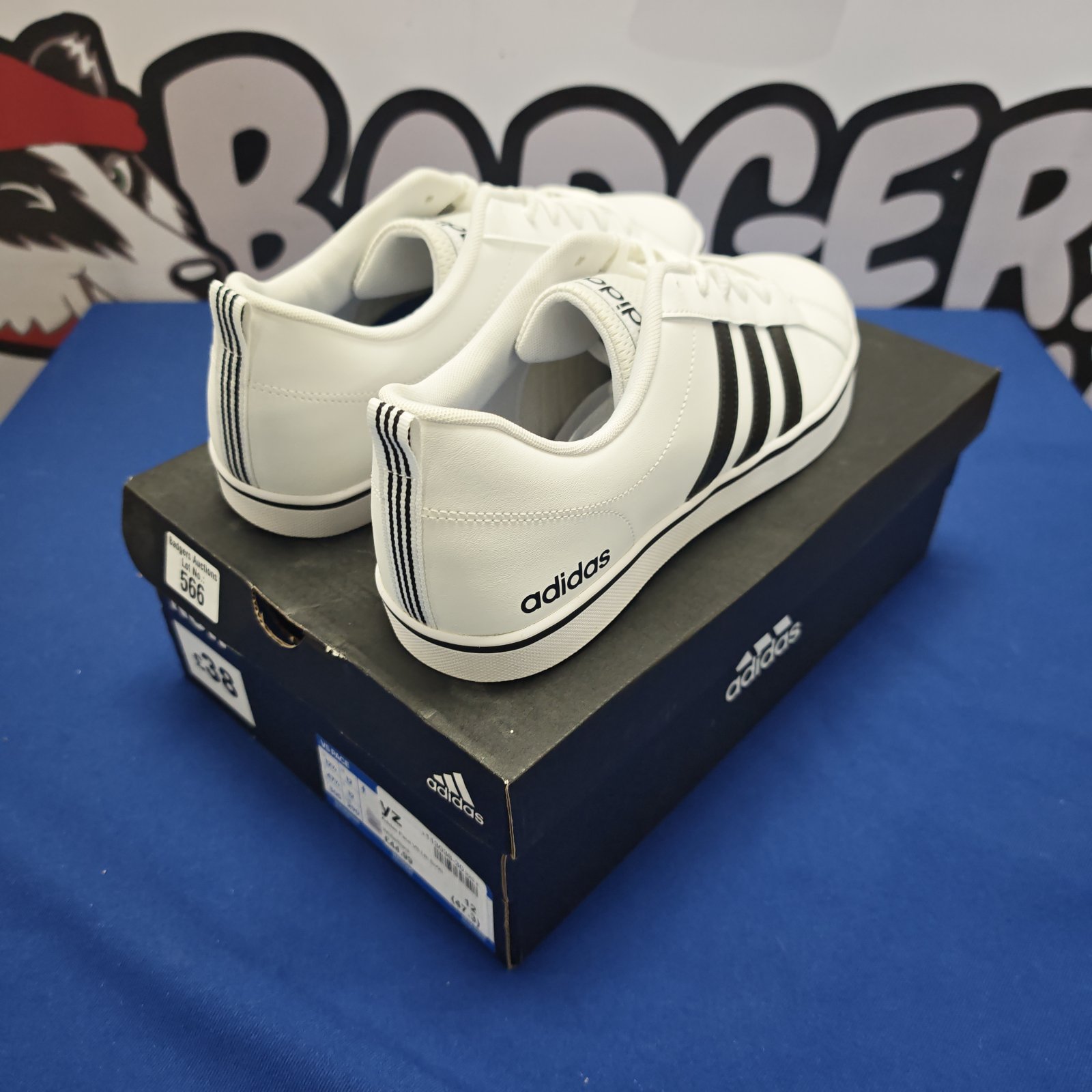 White Adidas Grand Court trainers size 12, unused condition.