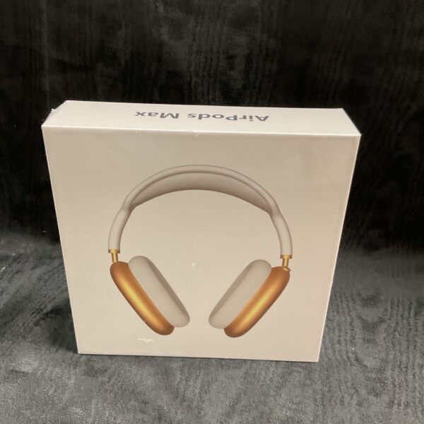 Front view of sealed AirPods Max wireless headphone box.