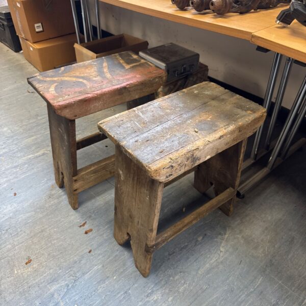 Pair of antique wooden tressles with rustic farmhouse style.