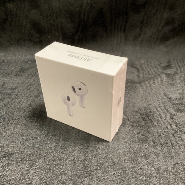 Apple AirPods 4 box front view, sealed and in good condition.