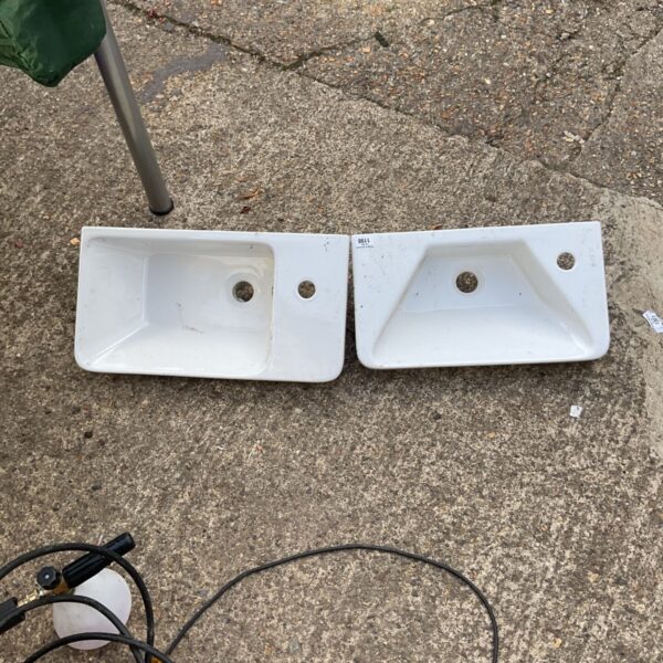 Vintage Armitage Shanks ceramic cloakroom sinks for bathroom renovation.