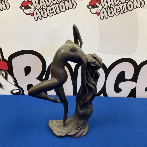 Art deco nude sculpture in bronzed resin, vintage collectible.