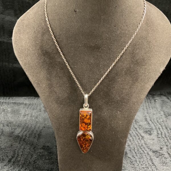 Baltic amber pendant with inclusions in silver 925 mount on 19” necklace