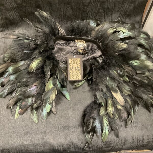 Vintage Biba feather cape with original tag.