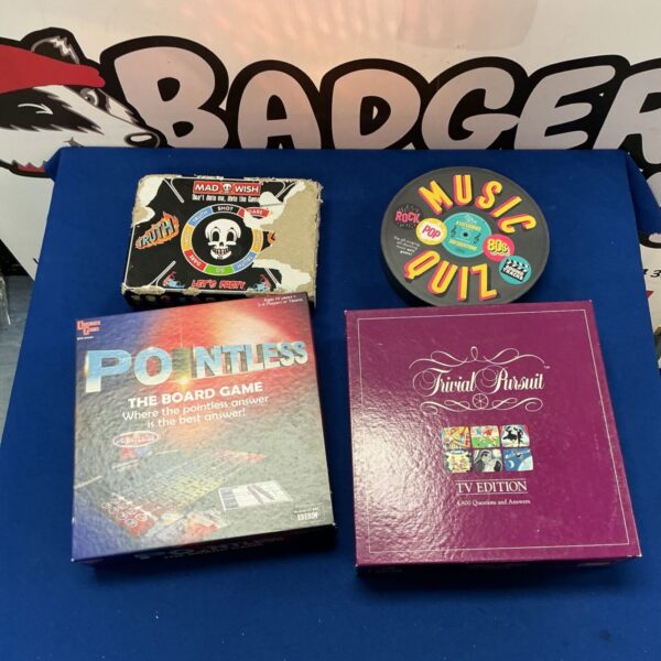 Vintage board game lot including Trivial Pursuit and Pointless.