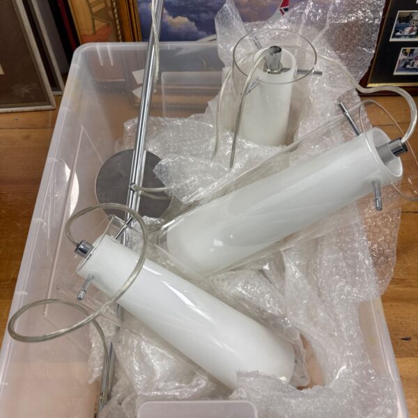 Chrome three-stage ceiling lamp by B&Q, vintage adjustable lighting.