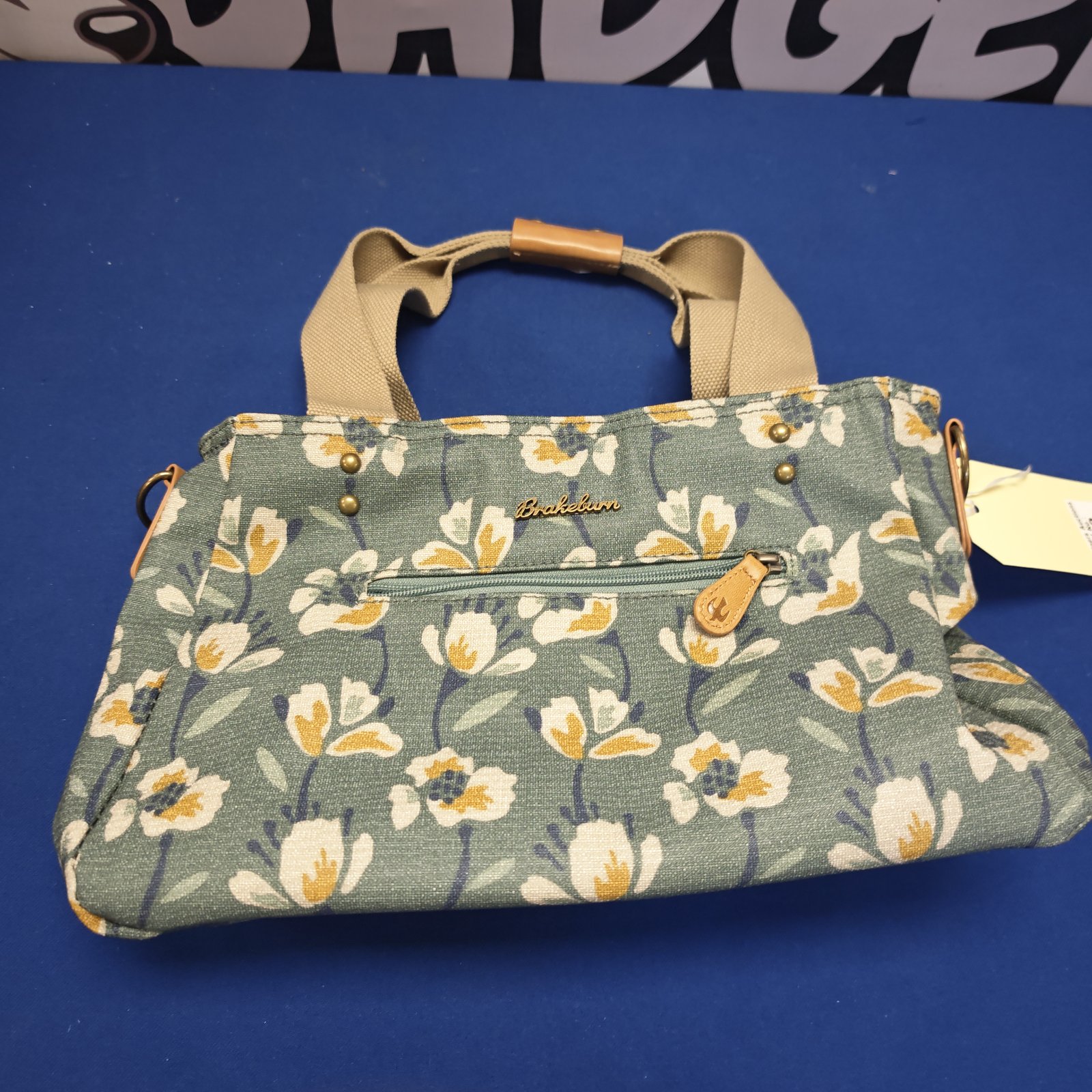 Unused Brake Burn handbag with a floral pattern, a vintage ladies accessory.
