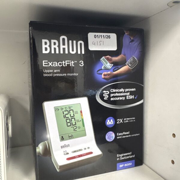 Braun ExactFit 3 upper arm blood pressure monitor in retail box
