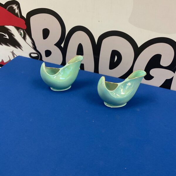 Pair of vintage Carltonware lustre vases in vibrant green.
