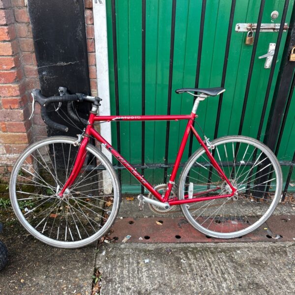 Red Carrera Virtuoso racing bike, vintage road bicycle.
