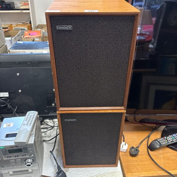 Vintage Celestion Hadleigh bookshelf speakers in a pair.