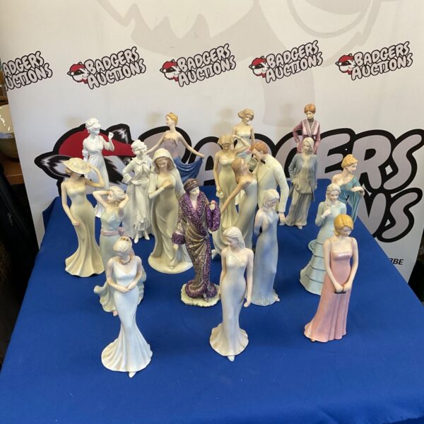Collection of vintage ceramic figurines including Regal House pieces.