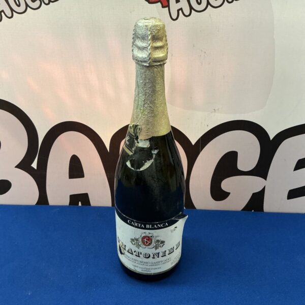 Vintage Chatonier Carta Blanca Spanish sparkling wine bottle.