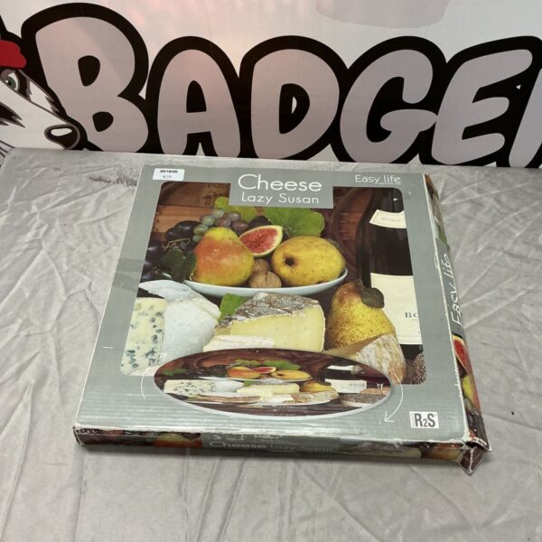 Boxed Cheese Lazy Susan by R2S with cheese and fruit artwork