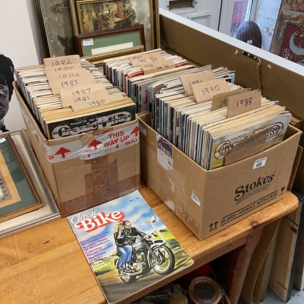 Stack of vintage classic bike magazines from the 1980s and 1990s.