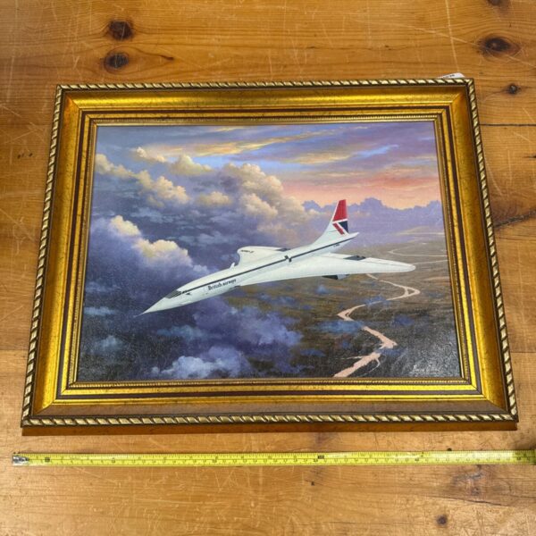 Gilt framed Concorde G-BBDG print by Barry G Price, aviation art.