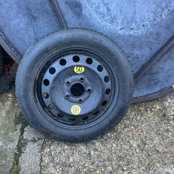 Continental 115/90 R16 spare car tyre on black steel wheel, five-stud centre