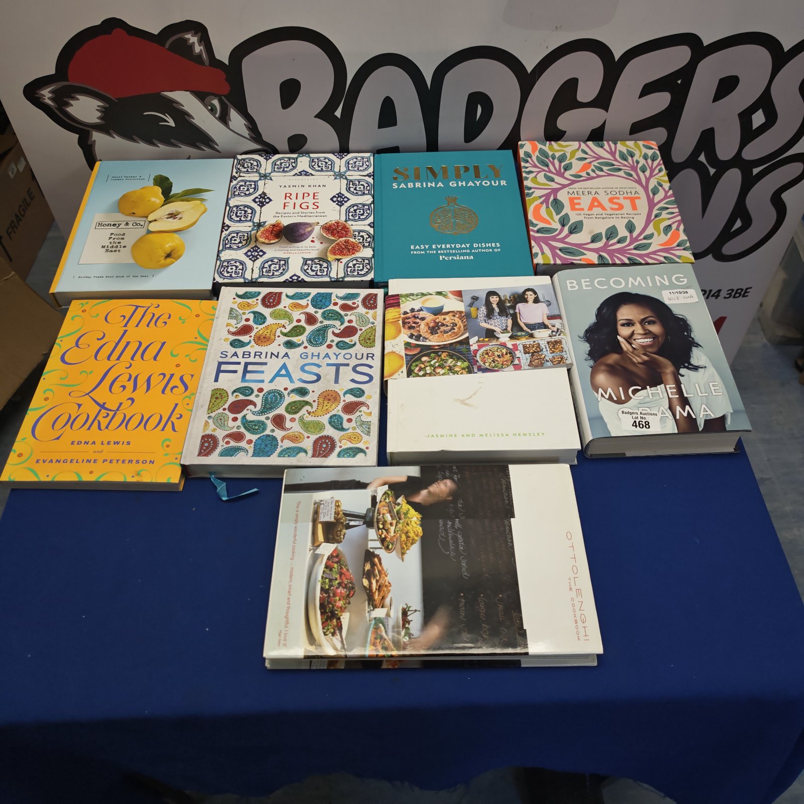 Bundle of three hardback cookery books including Michelle Obama's 'Becoming'.
