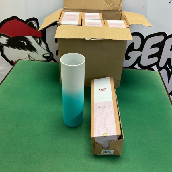 Box of six new Cottage Collection tea light holders with frosted teal finish