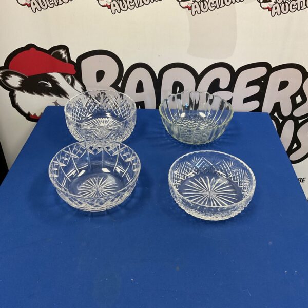 Set of four vintage cut glass fruit bowls.