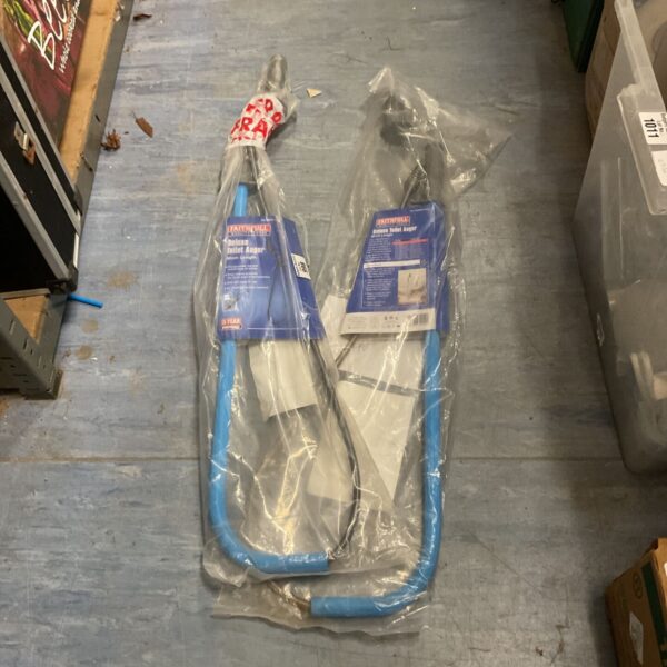 Pair of deluxe toilet augers for clearing blocked drains.