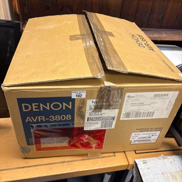 Denon AVR-3808 AV receiver in original box.