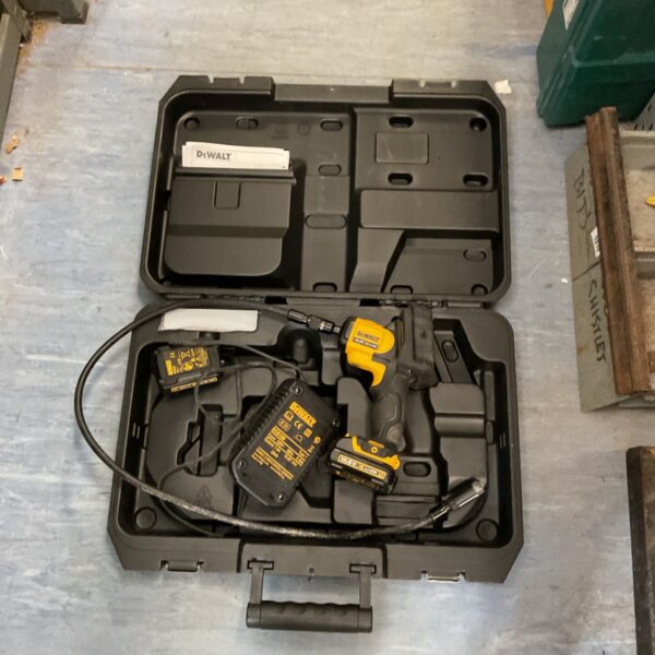 Dewalt DCB123 borescope kit in open carrying case.