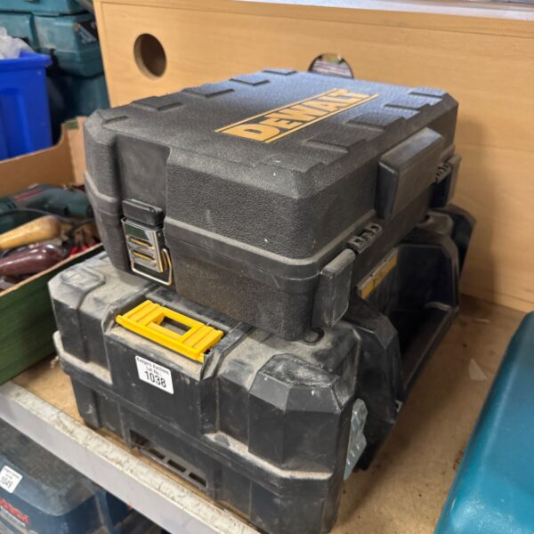 Empty Dewalt Tstak toolbox for tool storage and organisation.