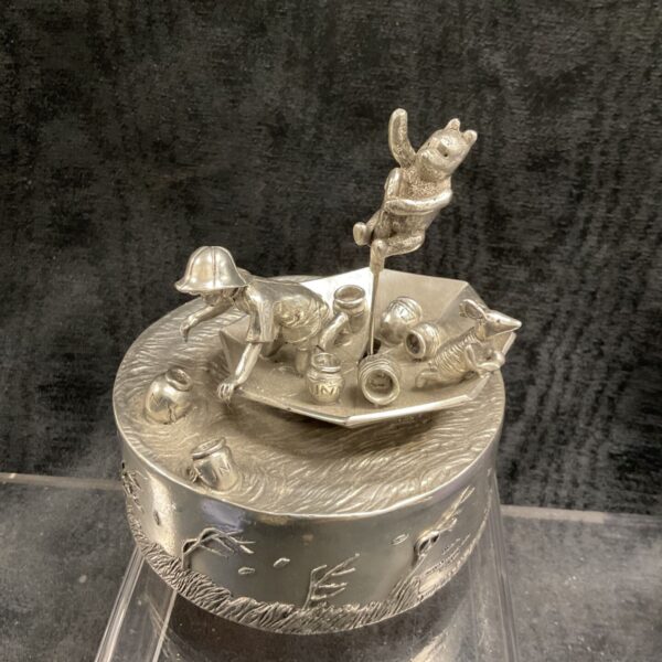 Silver Disney Royal Selangor Winnie the Pooh musical carousel with characters.
