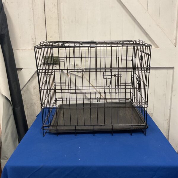 Black wire Easipet pet cage with grey tray and front door