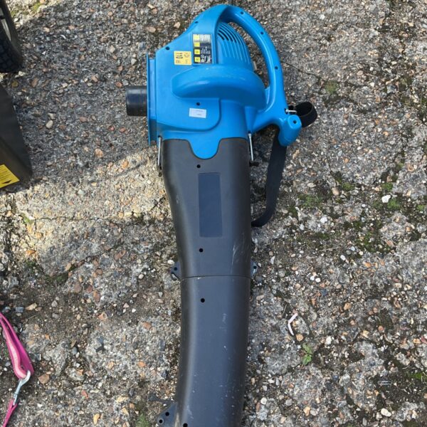 Electric leaf blower vacuum mulcher for garden cleaning.