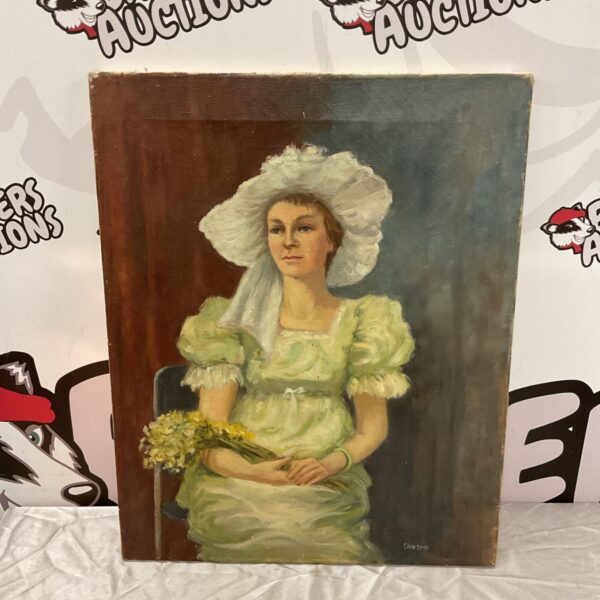 Oil on canvas portrait of an elegant lady by Elsie Lamb, 1940s or 1950s