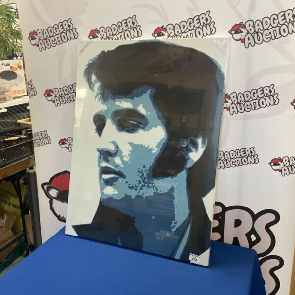 Vibrant canvas print of Elvis Presley, a striking piece of pop art.