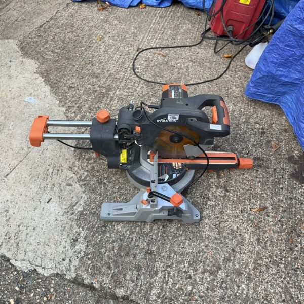 Evolution sliding mitre saw for cutting multiple materials.