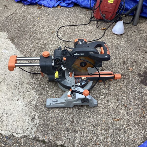 Used Evolution R210CSS chop saw for metal cutting.