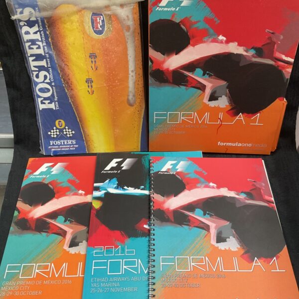 F1 Mexico 2016 media pack including booklets and Fosters branding.