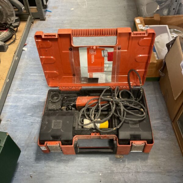 Open case displaying a Fein Multimaster oscillating multi-tool and accessories.