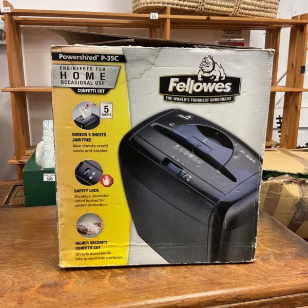 Fellowes Powershred P-35C paper shredder in its original carton