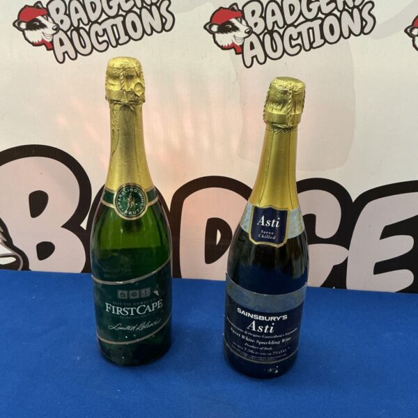 FirstCape and Sainsbury’s sparkling wine bottles in a lot.