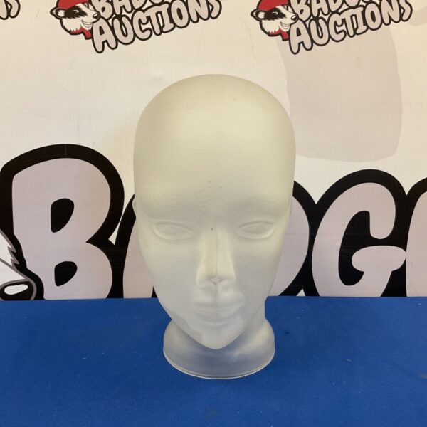 Frosted glass hat display head for shop or home use.