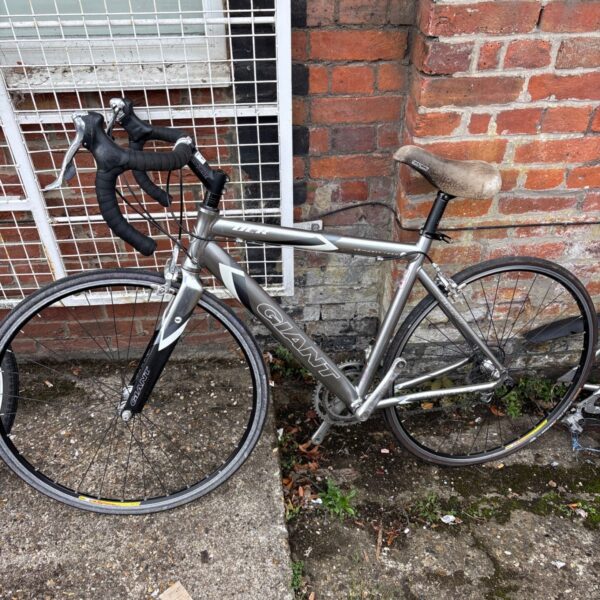 Silver Giant OCR Compact road bike with drop handlebars.