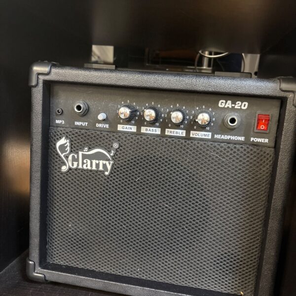 Glarry GA-20 guitar amplifier front panel detail.