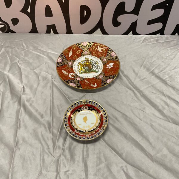 Golden Jubilee commemorative plate and trinket dish celebrating Queen Elizabeth II