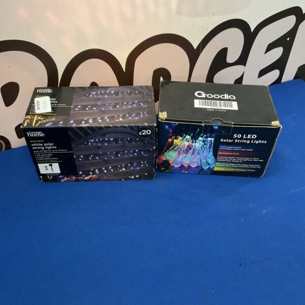Goodia 50 LED solar string lights in original packaging.