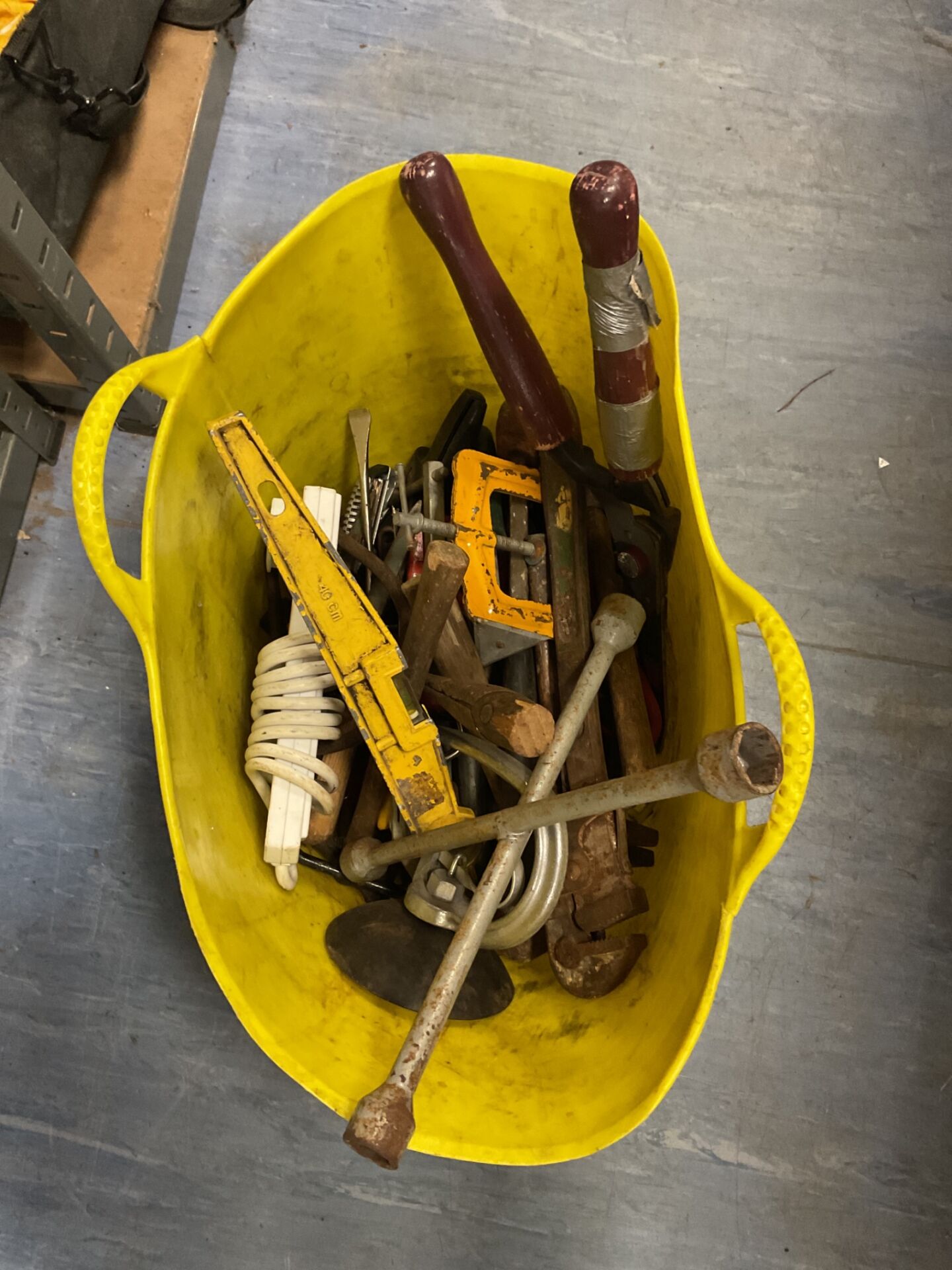 1091 Gorilla Tub via Totem Timber Filled with jumble of hand tools