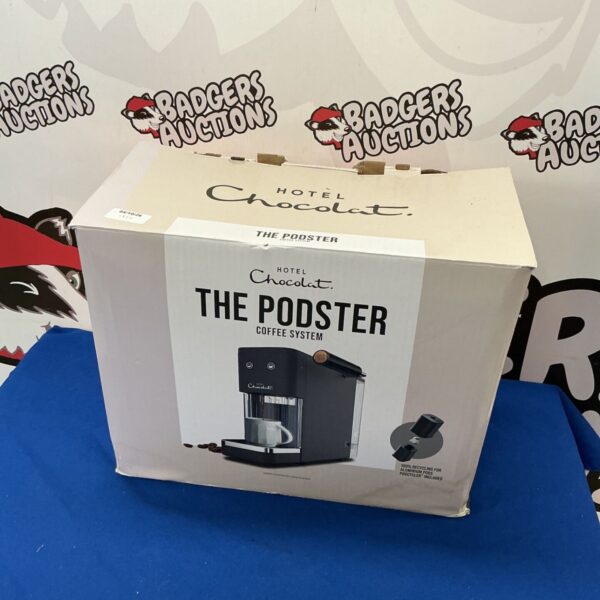 Hotel Chocolat The Podster coffee system, a sleek pod coffee machine.
